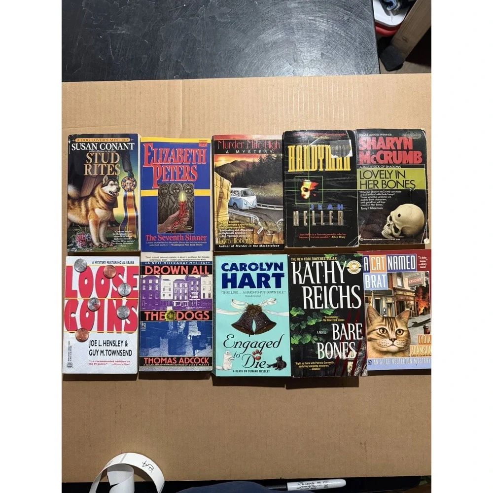 Lot of 10 random‎ murder mystery novel paperback books, various authors B3
